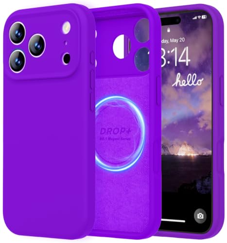 Image of LOVE 3000 Designed for iPhone 17 Pro Case, Premium Silicone [Compatible with Magsafe][Soft Anti-Scratch Microfiber Lining] Shockproof Protective Phone Case for Men Women 6.3 inch, Neon Purple