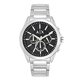 ARMANI EXCHANGE Drexler Men's Quartz Watch with Black Dial and Silver Stainless Steel Bracelet AX2600