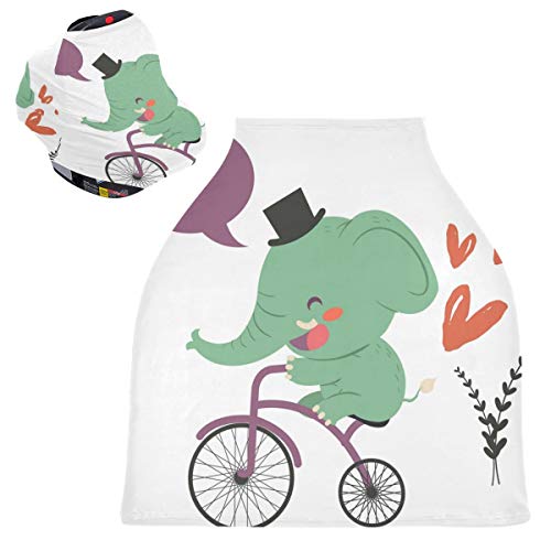 かわいい象の自転車ベビーカーシートカバーキャノピー伸縮性看護カバー幼児用母乳の男の子の女の子のための通気性防風冬のスカーフ