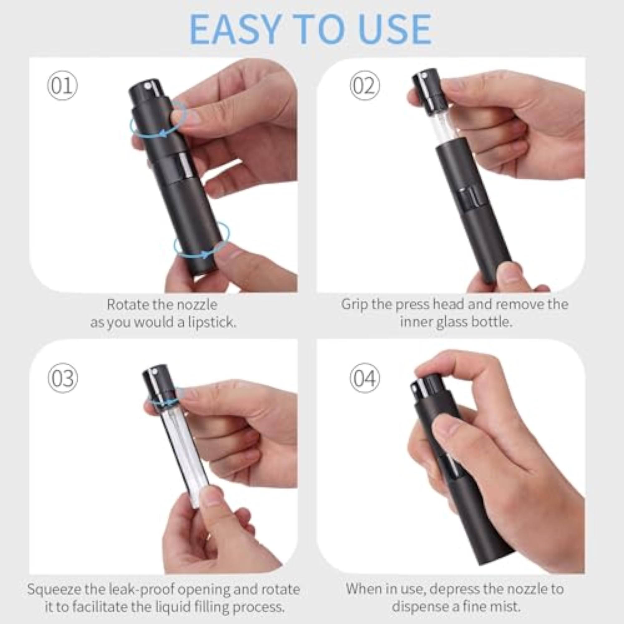 3Pcs 8ml Cologne Travel Bottle Set