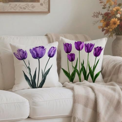 Housse coussin 70x70cm violet imperméable pour décorer le salon