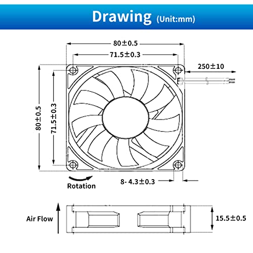 Wathai Dc Coolng Fan 80X80X15Mm 80Mm 12V Dual Ball Bearing Brushless Case Cooler Fans #TOP5