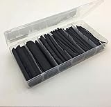 ERAY-Multimedia - Schrumpfschlauch-Sortiment 100-teilig SET, 6 Größen, Schrumpfrate 2:1, 10cm lang, Aufbewahrungsbox, Isolierung (10cm, Schwarz, 100)