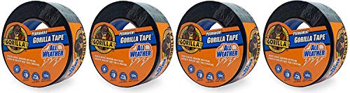 Image of Gorilla All Weather Duct Tape, Black, 1.88 inch x 25 yd - UV and Temperature Resistant Waterproof Tape for Outdoor Repairs (Pack of 4)