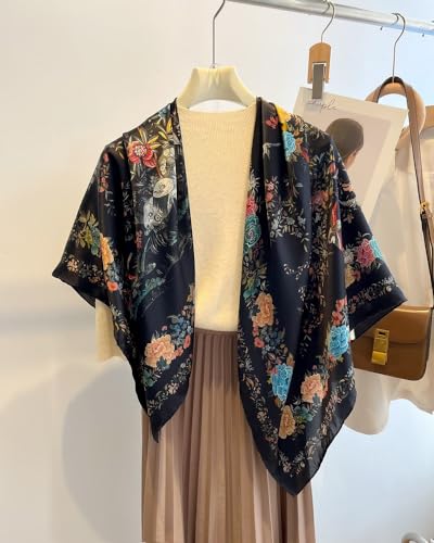 100% Pure Mulberry Silk Scarf 43”*43” Large Square Lightweight Headscarf Women’s Hair Wraps Shawls with Gift Packed2