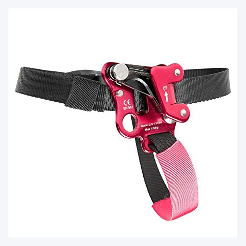 JOKABUN New Upgrade Left/Right Foot Ascender Rock Climbing Riser Rope Grabber Suitable for 8-13mm Rope Spiny Non-Slip Climbing Equipment (Right Foot Ascender (red))