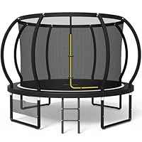 Devoko Outdoor Trampoline 7.5ft/10ft/12ft/14ft GS Certified Garden Trampoline With Safety Net,Non-Slip Ladder& Shoe Organiser,Available For Toddlers And Adults,Up to 150kg