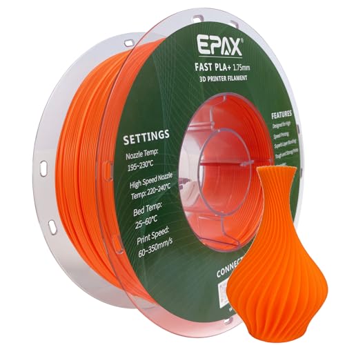 Image of EPAX High Speed PLA+ 3D Printer Filament, Fast PLA 3D Printing Filament, 1.75mm, Dimensional Accuracy + /- 0.03 mm, 1KG Spool (Neon Orange)