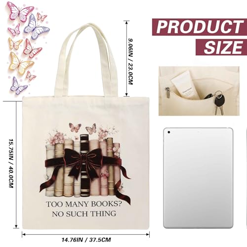 yuboo Cute Canvas Tote Bag, Book Lovers Gifts - Christmas Gift for Women - image 4