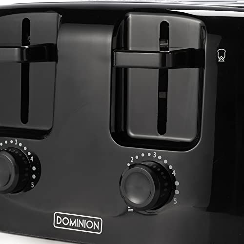 Dominion 4-Slice Toaster With Shade Control, Slide-Out Crumb Tray, Auto-Shutoff Cord Storage & Cool Wall, Toast Lift, Black #TOP3