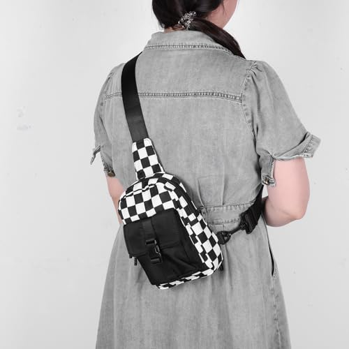 Small Checkered Crossbody Sling Bag for Women & Men, Waterproof Fanny Pack, Cross Body Backpack, Chest Bag, Portbale Crossbody Bag for Outdoor Sports and Cycling3