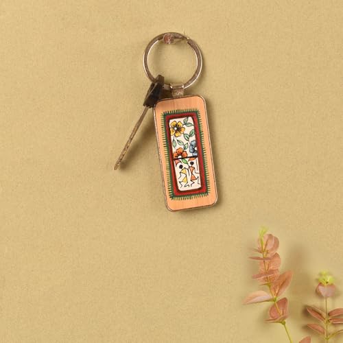 Image of AAKRITI ART CREATIONS Handcrafted Key Ring for Men & Women - Wooden, Leather & Artistic Keychain with Clip or Bottle Opener, Stylish Key Holder Accessory