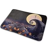 The Nightmare Before Christmas Flannel Bath Mat with Non Slip Rubber,Water Absorbent Washable Bathro