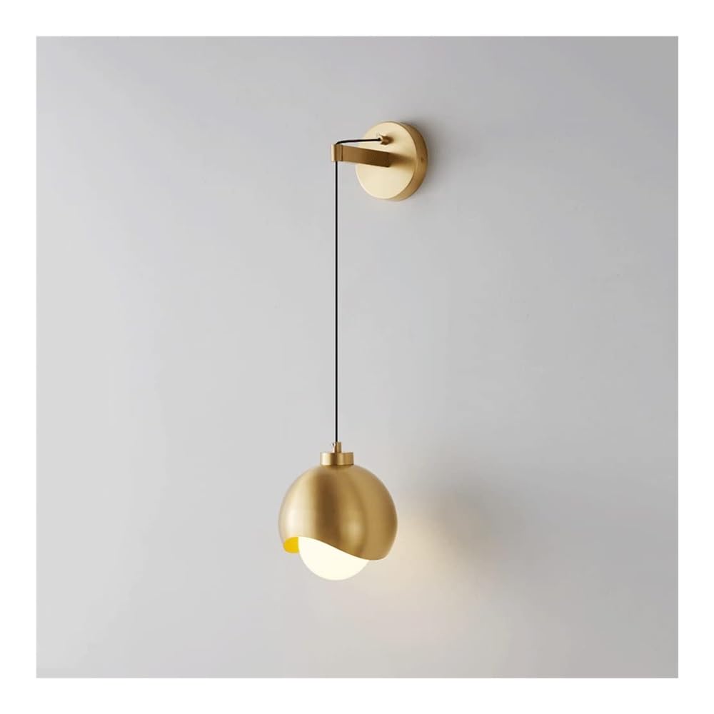 ASerZenith Led Wall Sconce, Post Copper Bedside Cord Copper Wall Mounted Light, Wall Lamp Fixtures Decor For Bedside Bedroom Doorway(Gold)