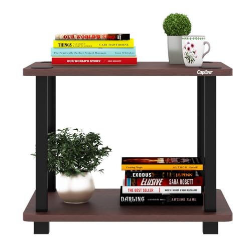 Image of Captiver Samrat Engineered Wood Stool Bed Side Tea Table (38X46X33.4 CM, Wenge) Living Room Kitchen Drying Library Office Corner Shelves Multipurpose Storage Racks Organizer