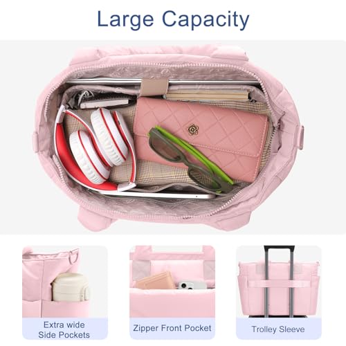 Image of Puffer Tote Bag for Women Quilted Nurse Bag Lightweight Work Bag for Teacher Travel Handbag with Multiple Pockets