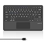 WAVATA Tastiera Bluetooth per iPad 10/10.2, Air 11, Samsung A9+/S6 Lite, con Touchpad, Ricaricabile Tastiera Wireless per Tablet (10.9/11 Pollici) iOS/Windows/Android, Ultra Sottile, QWERTY, Nero