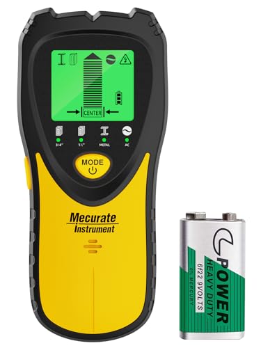 Mecurate 5-in-1 Stud Finder Wall Scanner with LCD Display – Detects Studs, Metal, Live Wires...