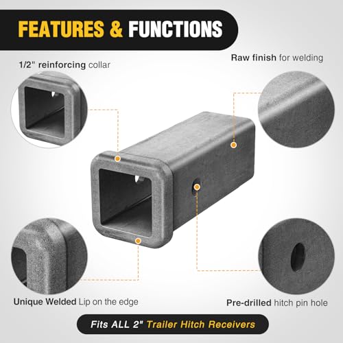 Image of Nilight Hitch Adapter 2 inch x 7 inch Combo Bar Trailer Receiver Tube Weld-on Raw Steel Hitch Bar