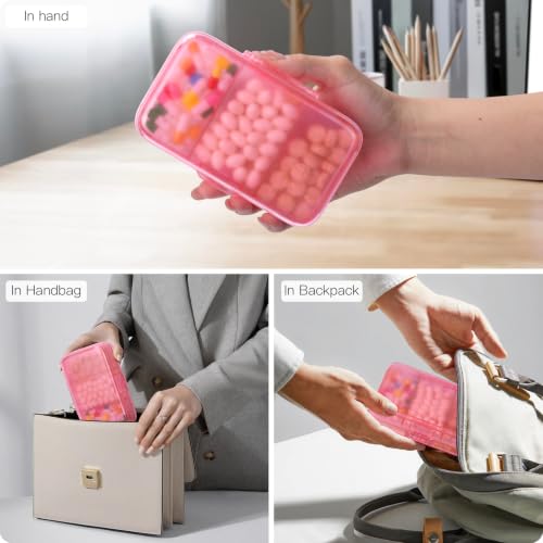 Image of FYY Travel Pill Organizer, Large Weekly Medicine Pill Organizer-Hot Pink