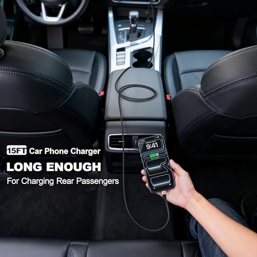 Image of Extra Long USB to USB C Cable 15FT 2Pack, Type A to Type C Cord Fast Charging Braided Charger for iPhone 17 Pro Max, 16 /15 Plus, iPad Pro /Air /Mini /10, Samsung, Pixel, Moto, Android Phones - Black