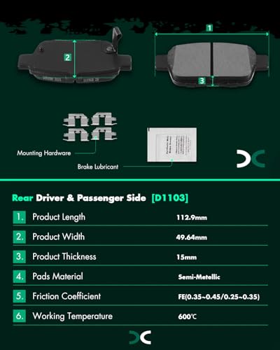 Image of SCITOO D1584 D1103 8PCS Front Ceramic Rear Semi-Metal Brake Pad Sets | Fit 2012-2014 For Honda For For Ridgeline 3.5L