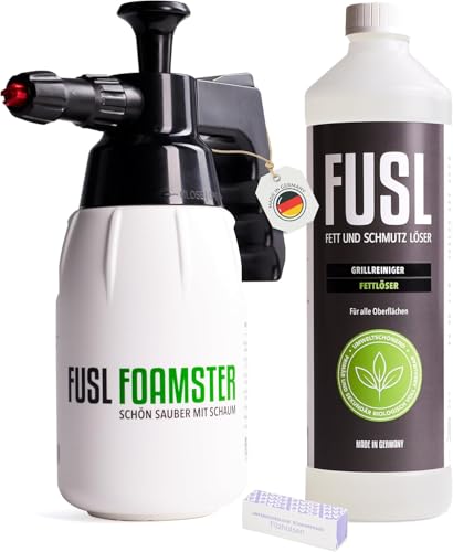 FUSL Set-Angebot: FOAMSTER-Schaumkanone Plus 1 Liter Fettlöser Grill- und Backofenreiniger Materialschonend und Hautverträglich Bio-Abbaubar