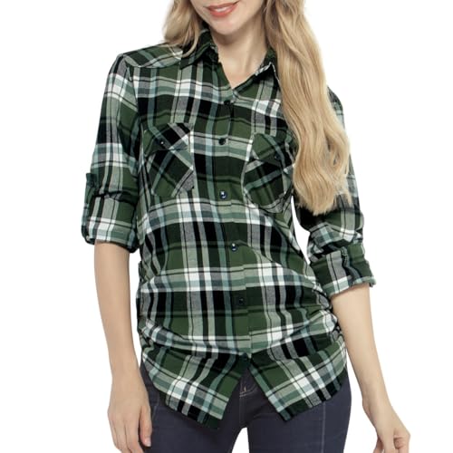 Image of Match Women's Long Sleeve Plaid Flannel Shirt #2021