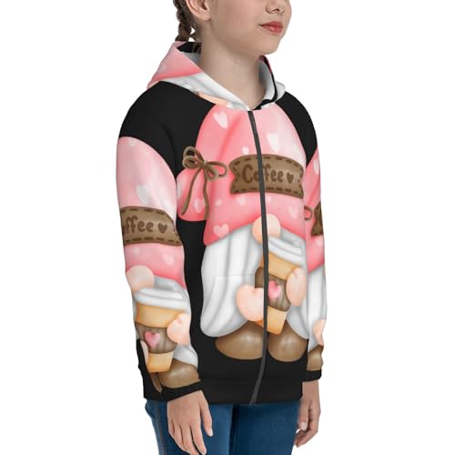 Coffee Gnome Kids Pullover Hoodies Boys Zip Up Sweatshirts Girls Athletic Clothes with Pocket4