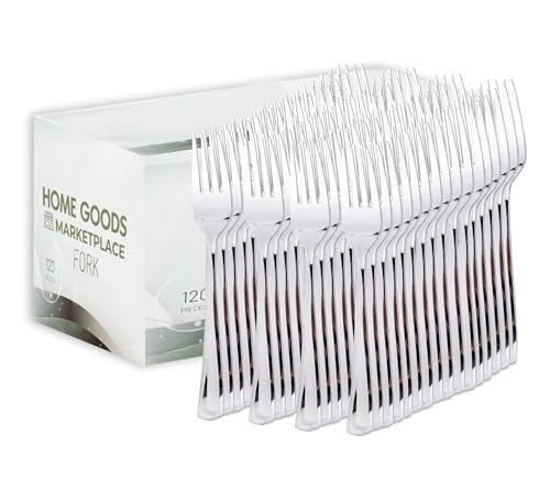 Silver Disposable Forks, 120 Count, Plastic Silverware Set, Perfect for Parties, Holiday Gatherings, Picnics, and Stocking the Pantry