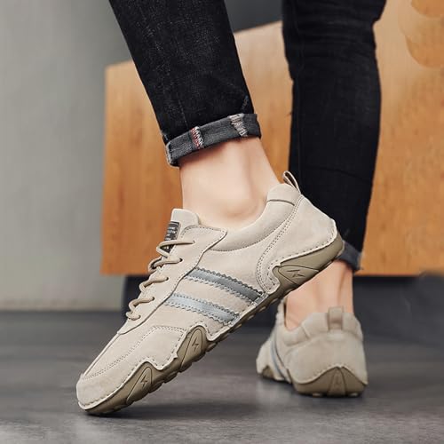 Image of Runscbk Men's Retro Handmade Suede Chukka Shoes with Arch Support,Fashion Casual Lightweight Outdoor Sneakers for Hiking Trailing Commuting