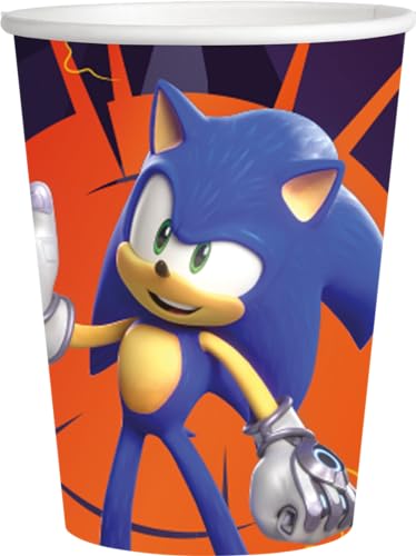 BeenSmile, VASOS SONIC PRIME, Vasos para Niños - Decoración Cumpleaños Infantiles - Artículos para Fiestas y Celebraciones - 8 Unidades - 250 Ml