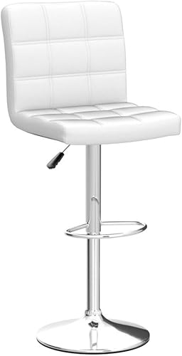 Miniatura 5 de SUPER DEAL Juego de 4 taburetes de bar para isla de cocina, modernos taburetes giratorios de piel sintética ajustables con respaldo cuadrado de