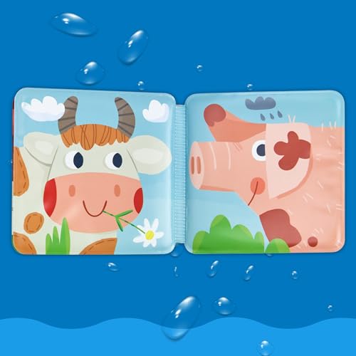 HABA Badebuch Tierfreunde – Wasserspaß für Kinder ab 6 Monaten mit farbenfroher Klapperfunktion – Badespaß für Wanne & Pool – 2012341001