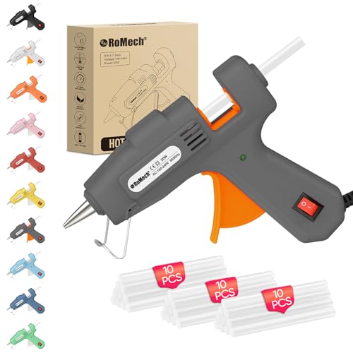 Image of ROMECH 20W Mini Hot Glue Gun with 30 Glue Sticks Set, Fast Preheating Hot Glue Gun Kit Heavy Duty Gluegun for Craft, DIY, Repairs (Grey)