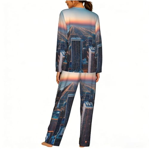 Ensemble pyjama assorti doux Chicago avec taille élastique confortable - 2