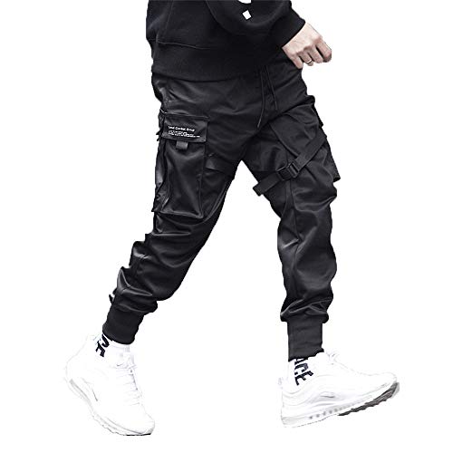 Fanluka Mens Joggers Pants Hip Hop Streetwear Long Multi-Pockets Outdoor Fashion Casual Jogging Cool Pant With Drawstring(Black,M) #TOP5