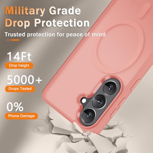 Image of YENAPOON for Samsung Galaxy S26 FE Case, Matte Magnetic Phone Cover, Pink
