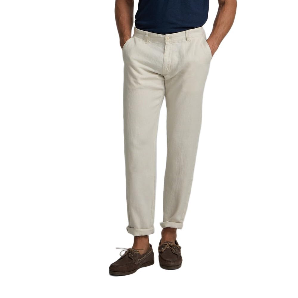 SILBON Pantalon Sport Chino Lino Beige - Pantalones Hombre