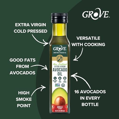 Image of Grove Chili Extra Virgin Avocado Oil Cold Pressed, High Heat Cooking, 8.4oz