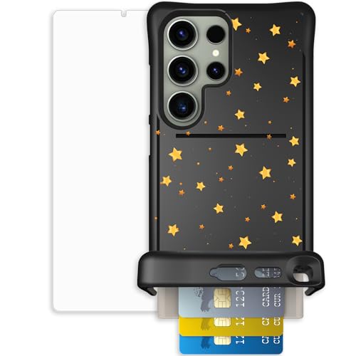 Scooch Wingmate Wallet Case for Galaxy S24 Ultra, Gold Stars