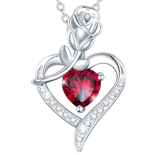 Collier cœur rose en argent sterling et oxydes de zircon premium