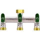 Yayamz 3 Way Garden Hose Splitter, Heavy Duty Brass Nickel P...