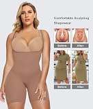 SHAPERX Damskie body modelujące otwarty biust kontrola brzucha body modelujące do połowy uda szorty bezszwowa bielizna modelująca, Sienna-1, XXL-3XL