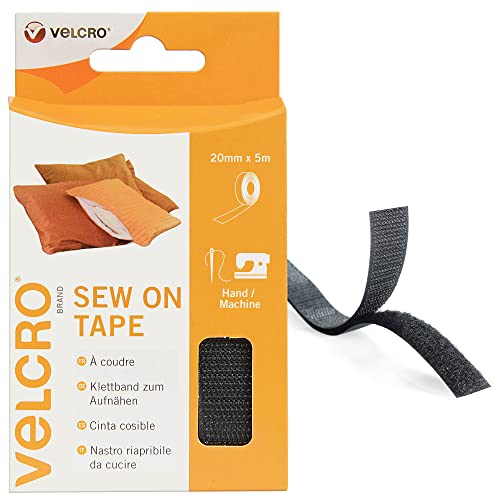 VELCRO Brand Dischetti riapribili da cucire 20mm x 1m Nero