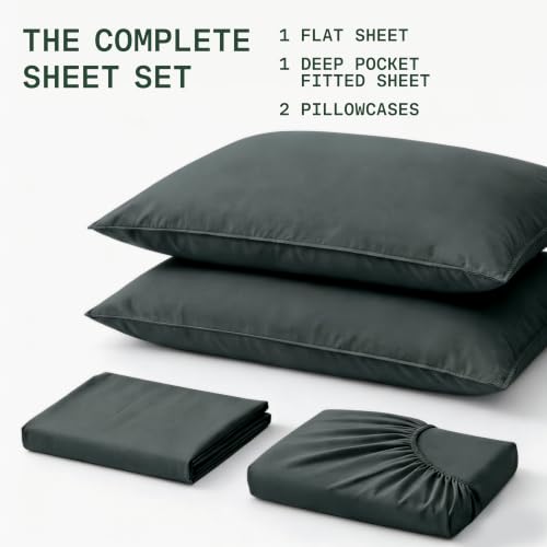Image of TRUE BAMBOO Sheets Set Queen Size - 21 inch Extra Deep Pocket - Dark Grey