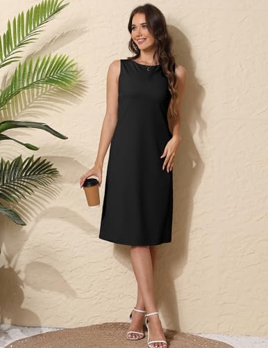 Women Business Sheath Midi Dress, 2025 Summer Sleeveless A-line Slimming Work Pencil Skirt3