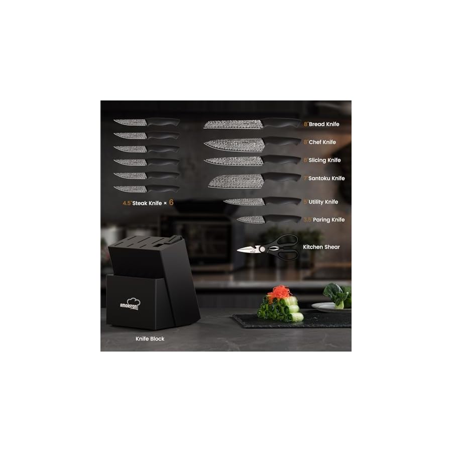 Knife-Set-15-Pieces-Kitchen-Knife-Set-with-Built-in-Knife-Sharpener-Block Knife Set, 15 Pieces Kitchen Knife Set with Built in Knife Sharpener Block