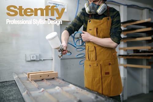 Work-Apron-Canvas-Apron-Adjustable-Weight-Tool-Aprons-with-Multiple-Pockets-Adjustable-Zipper-Metal-Ring-Tape-Measure-Clip-Apron-for-Men-Women-27In36In-Khaki