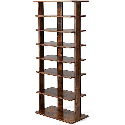 COSTWAY 7-Tier Rustic Brown Shoe Rack Cover